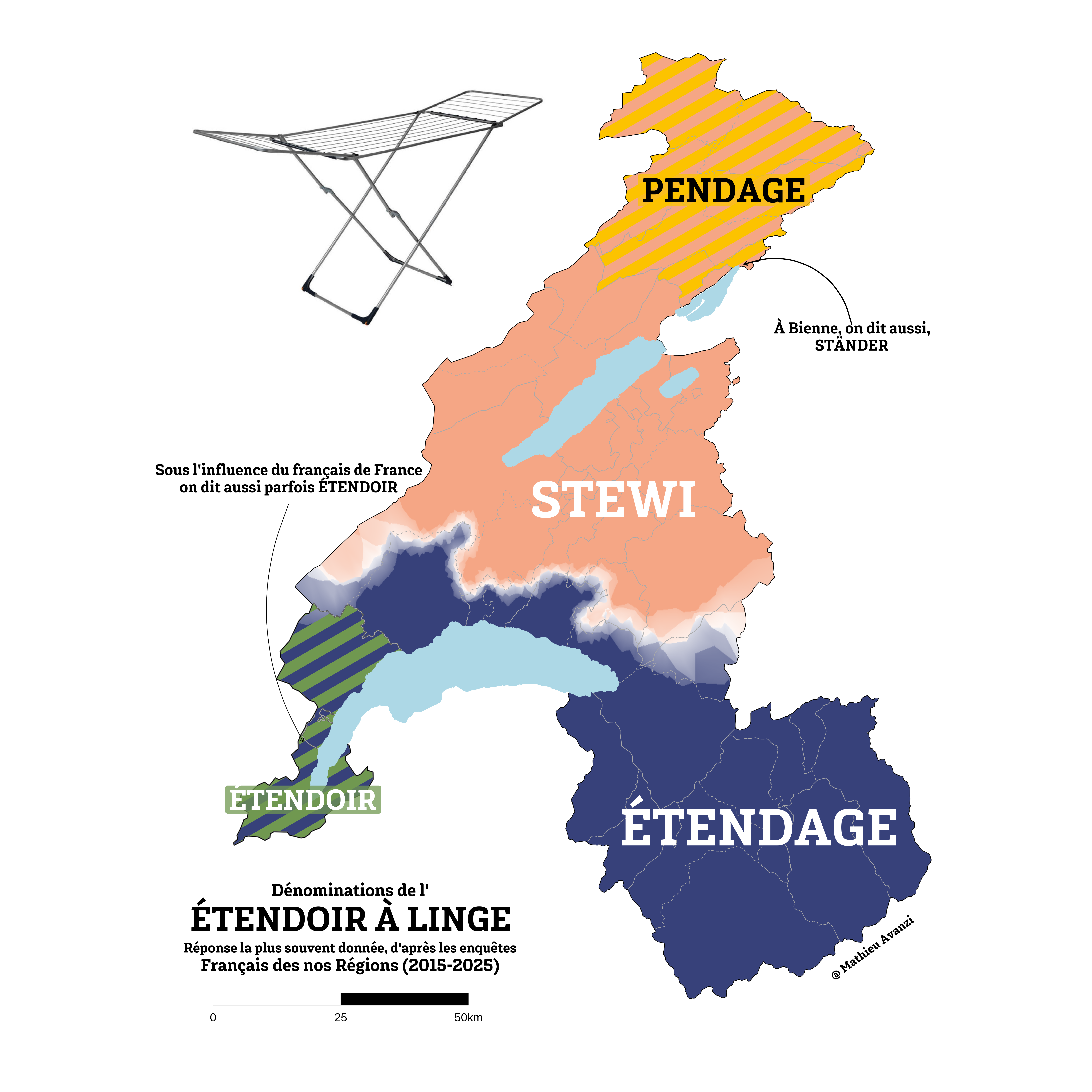 Étendage ou Stewi? Les mots qui font sécher votre linge