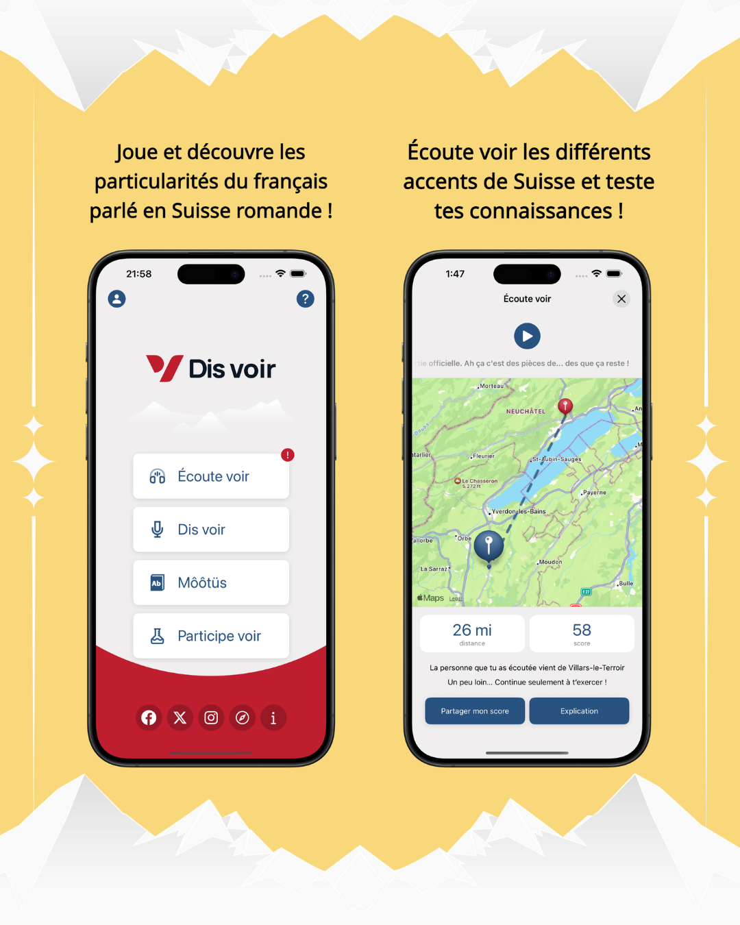 Avec l&rsquo;application « Dis voir », faites parler la Suisse romande !